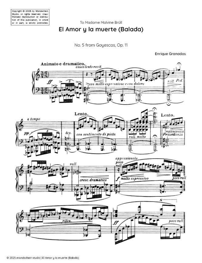 Granados - El Amor y la muerte (Balada), Op. 11, No. 5 from Goyescas - Mondschein Studio - Piano (Digital Download)