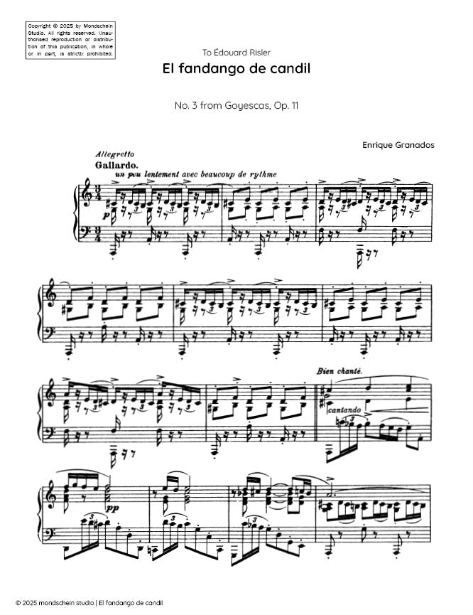 Granados - El fandango de candil, No. 3 from Goyescas, Op. 11 - Mondschein Studio - Piano (Digital Download)