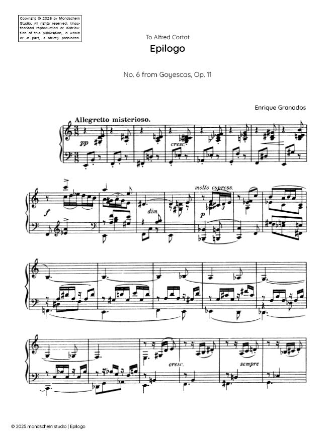 Granados - Epilogo: Serenata del espectro, Op. 11, No. 6 from Goyescas - Mondschein Studio - Piano (Digital Download)