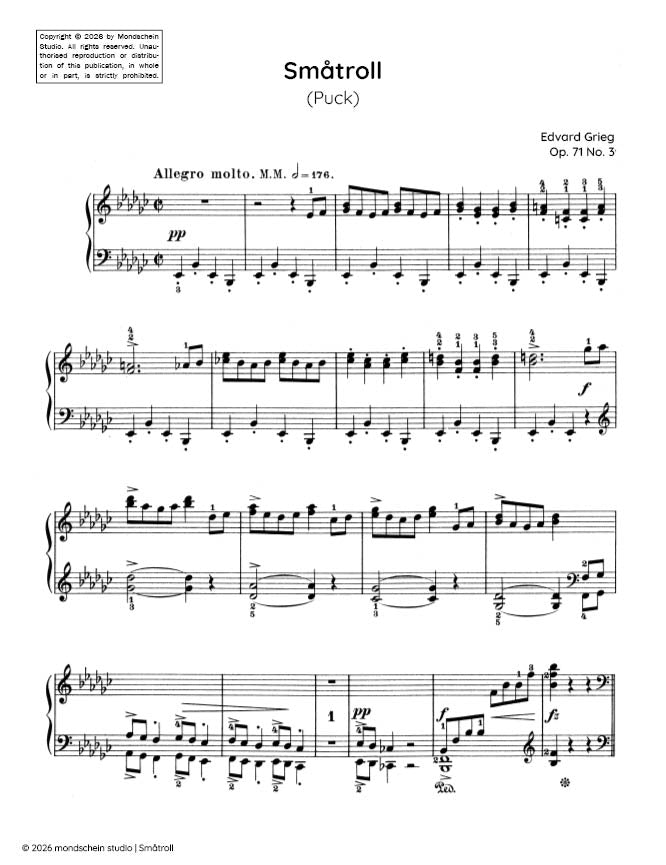 Grieg - Smatroll (Puck), Op. 71 No. 3 - Mondschein Studio - Piano (Digital Download)