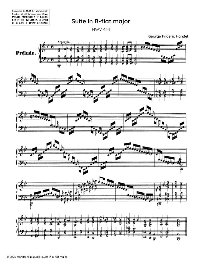 Handel - Keyboard Suite in B-flat major, HWV 434 - Piano (Digital Download)