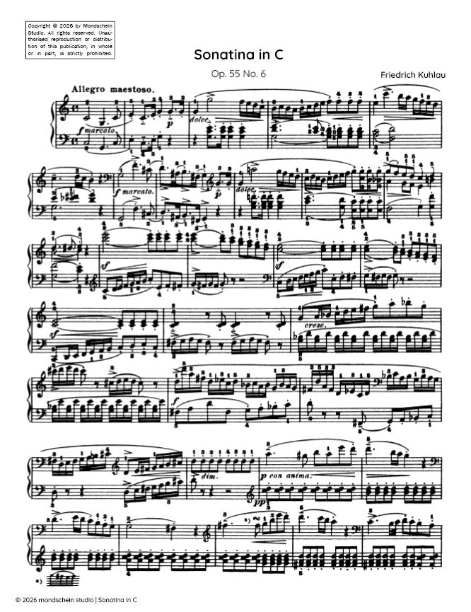 Kuhlau - Sonatina, Op. 55 No. 6 - Piano (Digital Download)