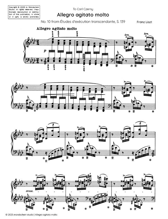 Liszt - "(Allegro agitato molto)", S. 139, No. 10 - Mondschein Studio - Piano (Digital Download)