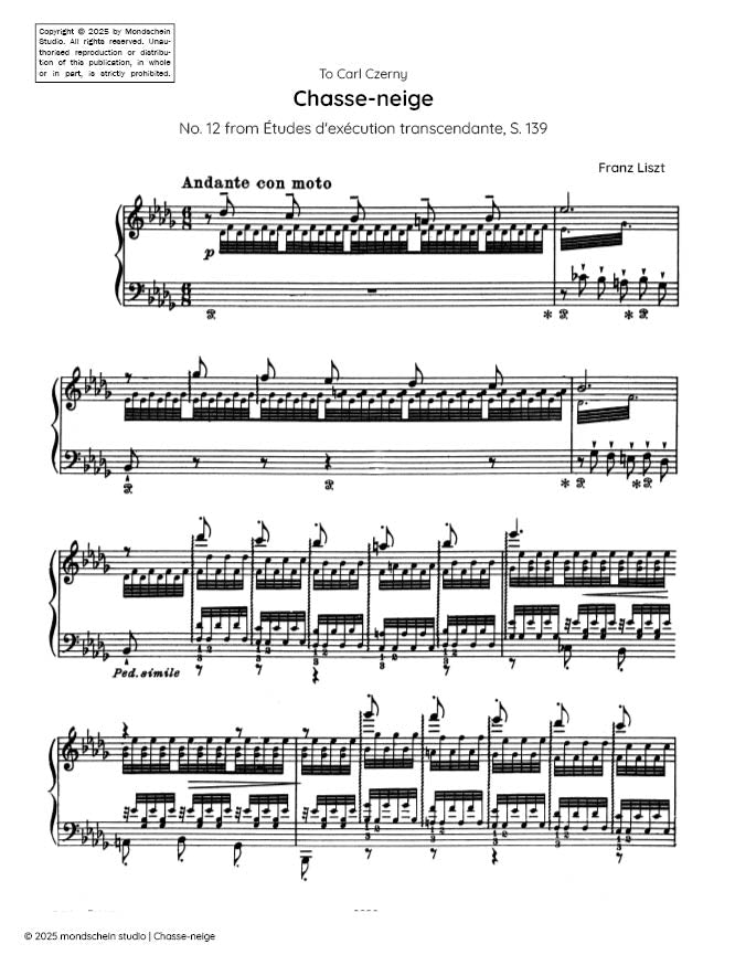 Liszt - "Chasse-neige", S. 139, No. 12 - Mondschein Studio - Piano (Digital Download)