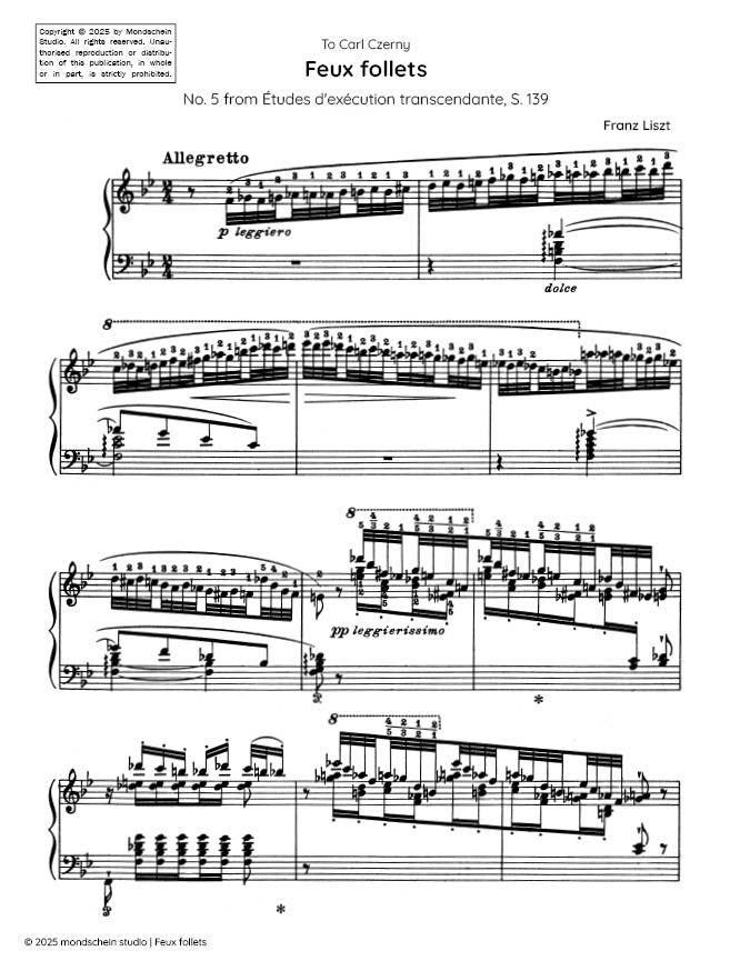 Liszt - "Feux follets", No. 5 from Etudes d'execution transcendante, S. 139 - Mondschein Studio - Piano (Digital Download)