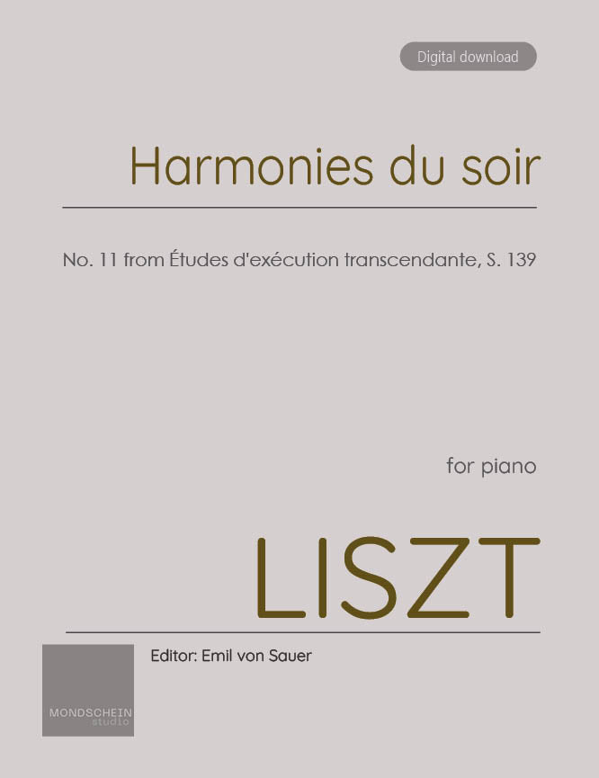 Liszt - "Harmonies du soir", S. 139, No. 11 - Mondschein Studio - Piano (Digital Download)