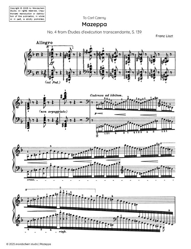 Liszt - "Mazeppa", No. 4 from Etudes d'execution transcendante, S. 139 - Mondschein Studio - Piano (Digital Download)