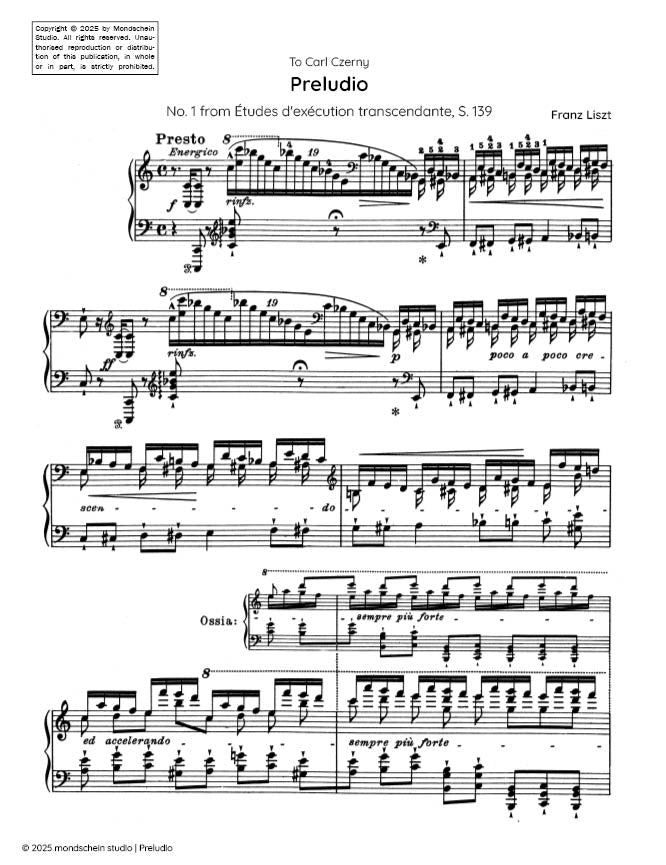 Liszt - "Preludio", S. 139, No. 1 - Mondschein Studio - Piano (Digital Download)