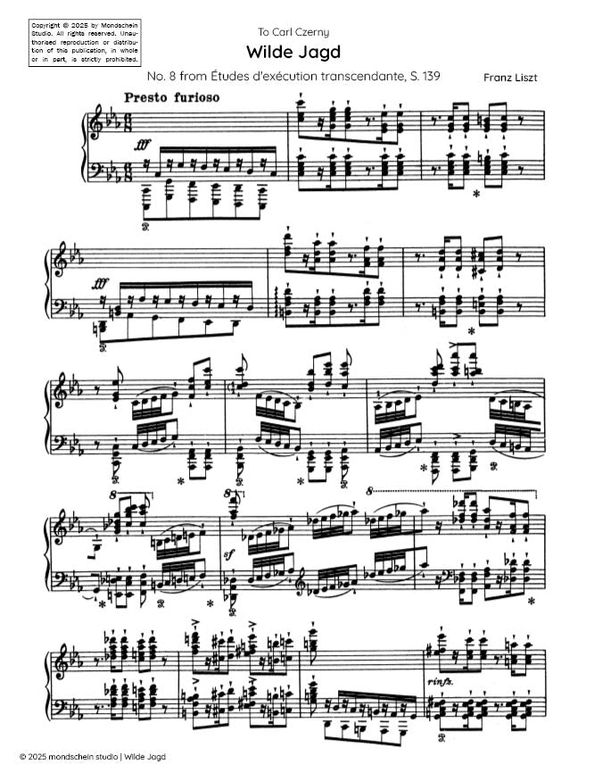 Liszt - "Wilde Jagd", S. 139, No. 8 - Mondschein Studio - Piano (Digital Download)