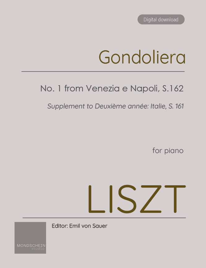 Liszt - Gondoliera, No. 1 from Venezia e Napoli, S.162/1 - Mondschein Studio - Piano (Digital Download)