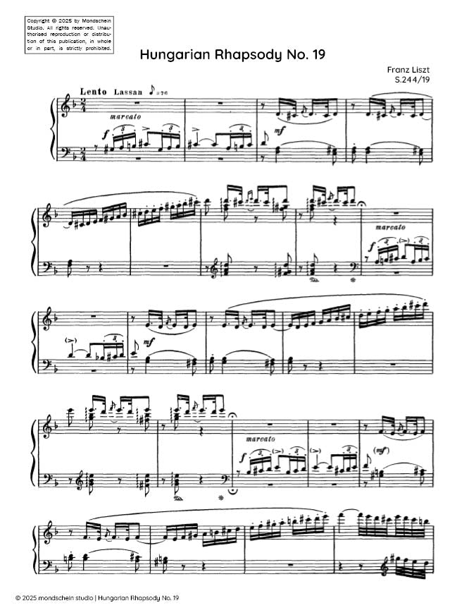 Liszt - Hungarian Rhapsody No. 19, S.244/19 - Mondschein Studio - Piano (Digital Download)
