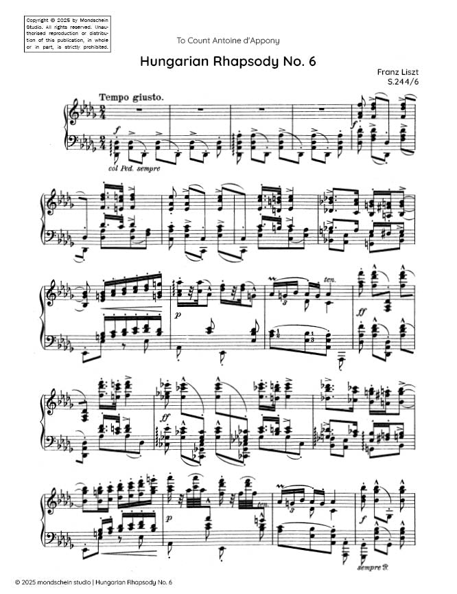Liszt - Hungarian Rhapsody No. 6, S.244/6 - Mondschein Studio - Piano (Digital Download)