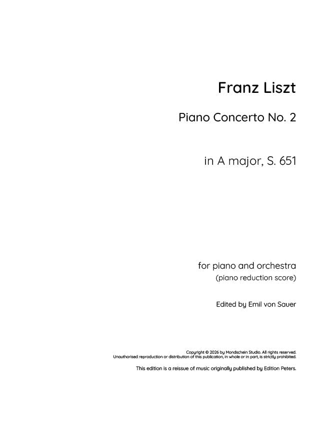 Liszt - Piano Concerto No. 2 in A major, S.651 - Mondschein Studio - Piano (Digital Download)