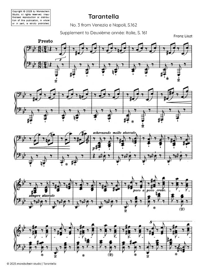 Liszt - Tarantella, No. 3 from Venezia e Napoli, S.162/3 - Mondschein Studio - Piano (Digital Download)