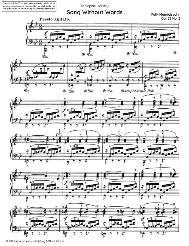 Mendelssohn - Song Without Words, Op. 53 No. 3 - Mondschein Studio - Piano (Digital Download)
