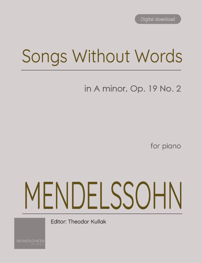 Mendelssohn - Song Without Words, Op. 19 No. 2 - Mondschein Studio - Piano (Digital Download)