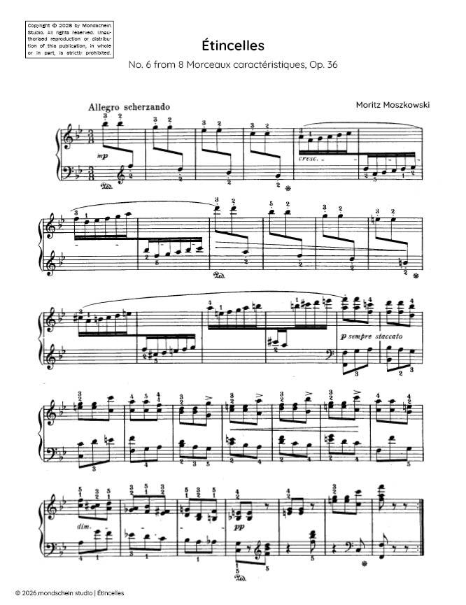 Moszkowski - Etincelles, Op. 36 No. 6 - Mondschein Studio - Piano (Digital Download)