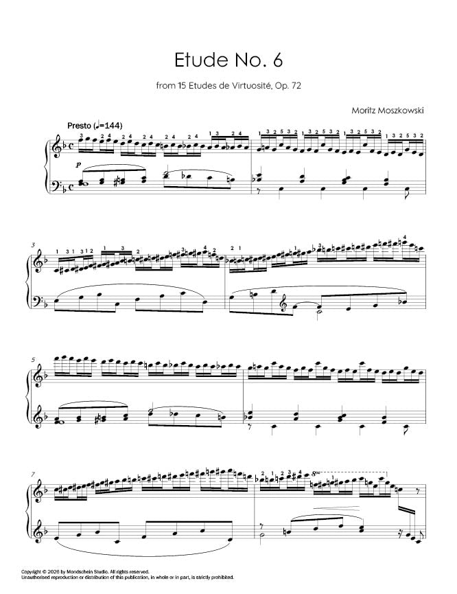 Moszkowski - Etude in F from 15 Etudes de Virtuosite, Op. 72 No. 6 - Piano (Digital Download)