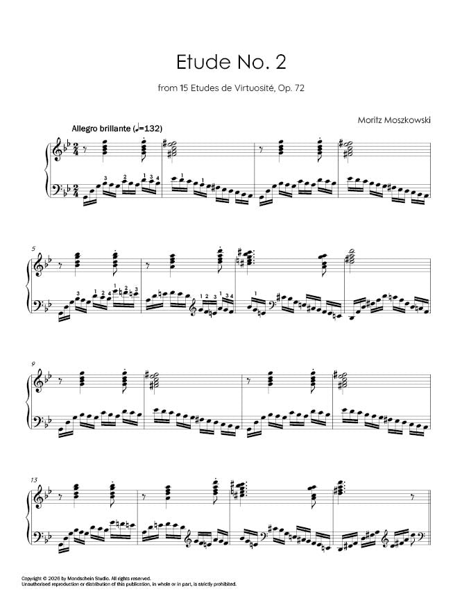 Moszkowski - Etude in G minor from 15 Etudes de Virtuosite, Op. 72 No. 2 - Piano (Digital Download)