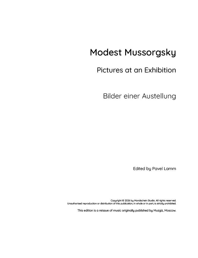 Mussorgsky - Pictures at an Exhibition - Piano/Keyboard (Digital Download)