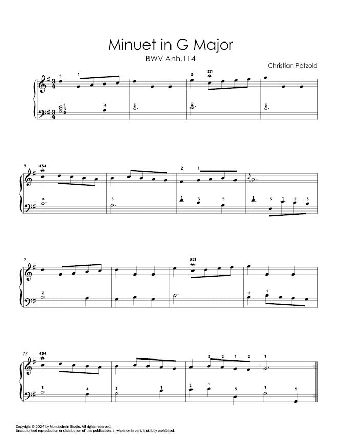 Petzold - Minuet in G major - Mondschein Studio - Piano/Keyboard (Digital Download)