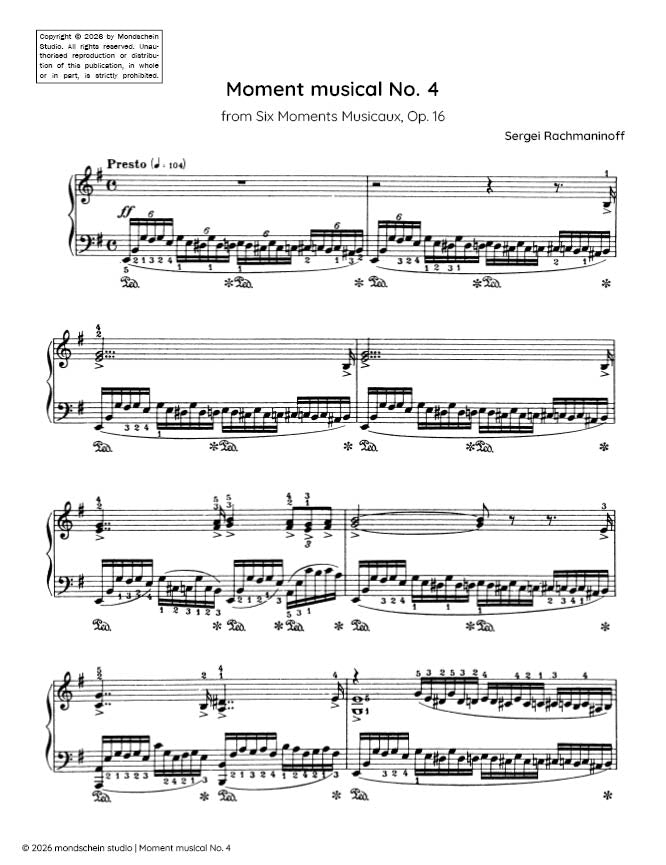 Rachmaninoff - Moment musical No. 4 from Six Moments Musicaux, Op. 16 - Piano (Digital Download)