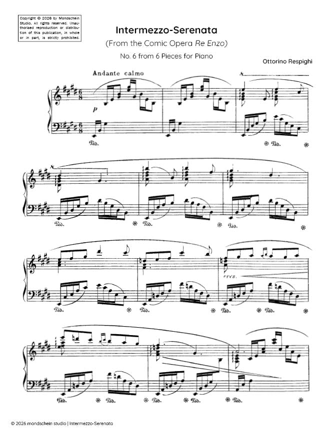Respighi - Intermezzo-Serenata from 6 Pieces for Piano - Mondschein Studio - Piano (Digital Download)
