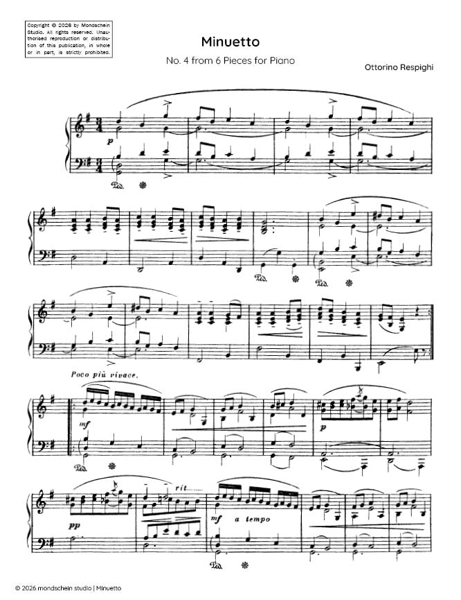 Respighi - Minuetto from 6 Pieces for Piano - Mondschein Studio - Piano (Digital Download)