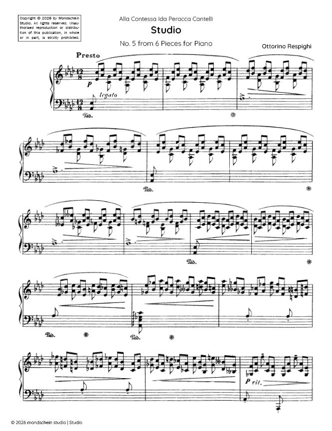 Respighi - Studio from 6 Pieces for Piano - Mondschein Studio - Piano (Digital Download)