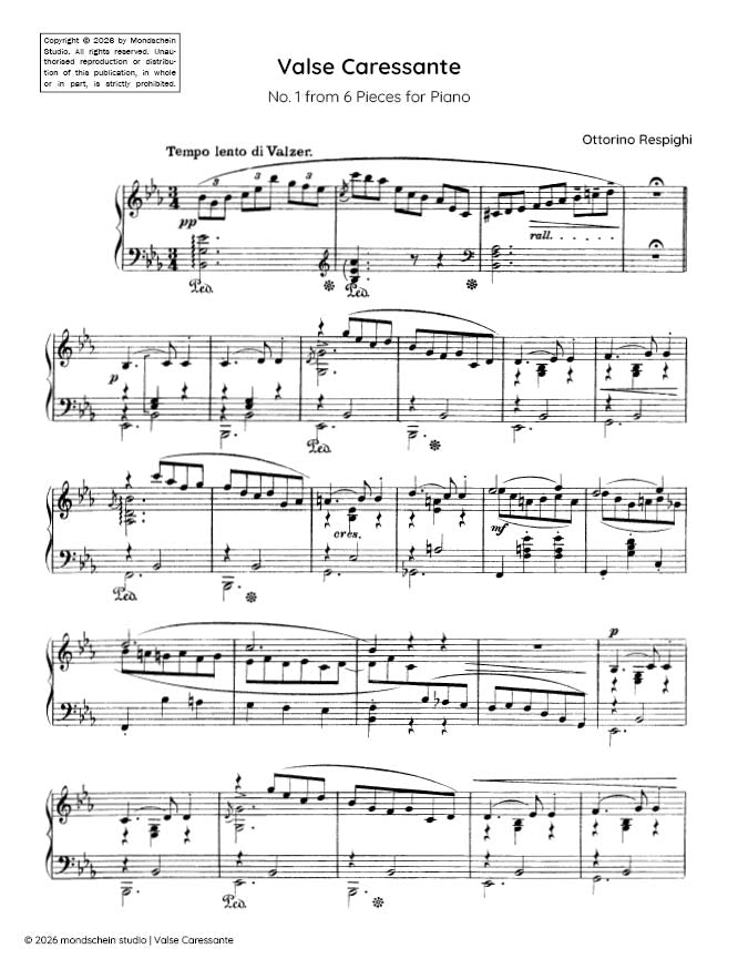 Respighi - Valse Caressante from 6 Pieces for Piano - Mondschein Studio - Piano (Digital Download)