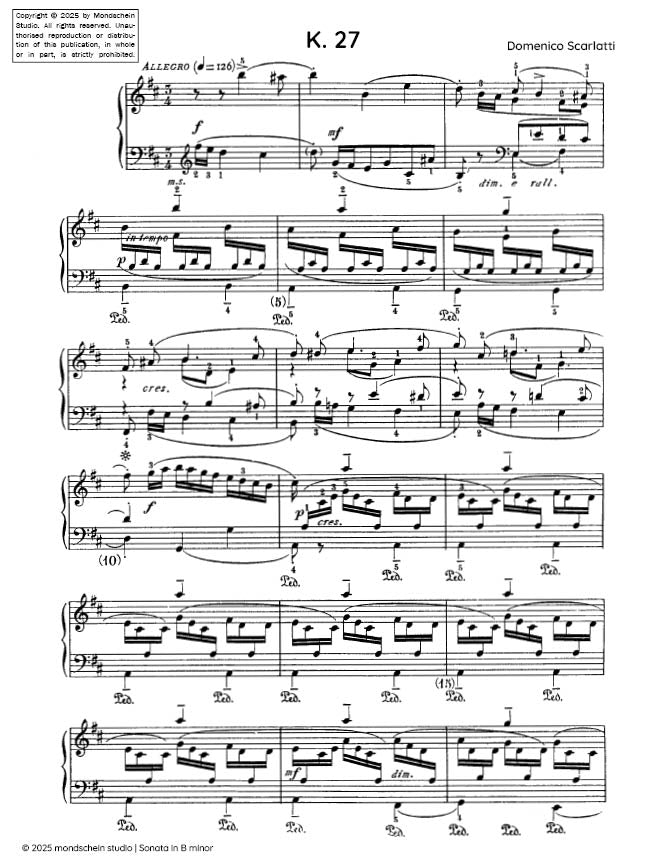 Scarlatti - Sonata in B minor, K. 27 - Mondschein Studio - Piano (Digital Download)