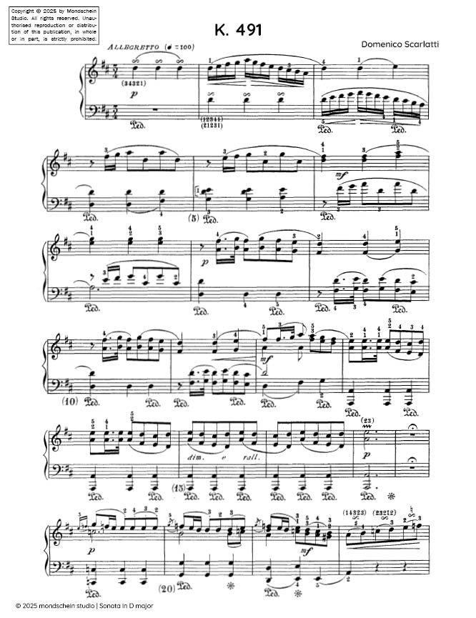 Scarlatti - Sonata in D major, K. 491 - Mondschein Studio - Piano (Digital Download)
