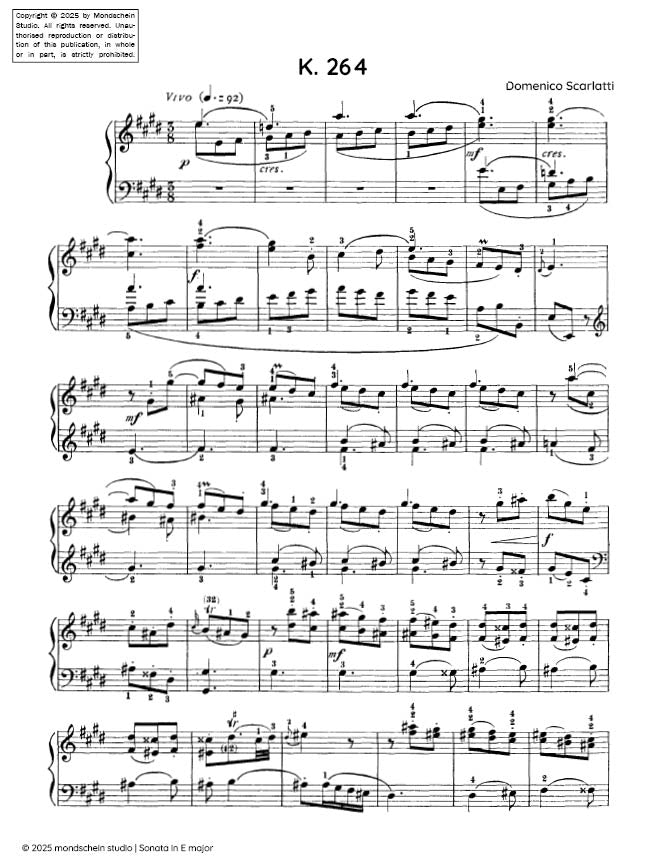Scarlatti - Sonata in E major, K. 264 - Mondschein Studio - Piano (Digital Download)