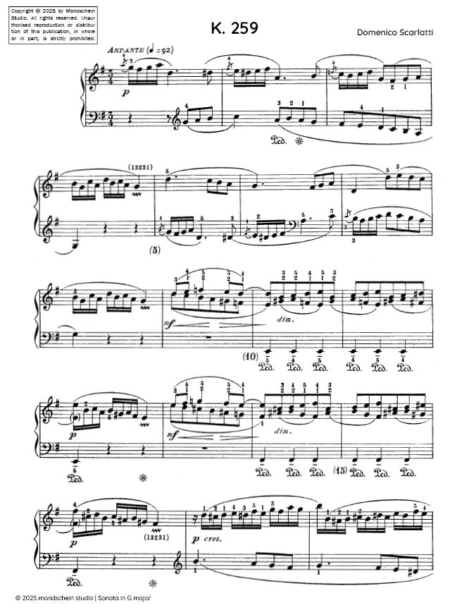 Scarlatti - Sonata in G major, K. 259 - Mondschein Studio - Piano (Digital Download)