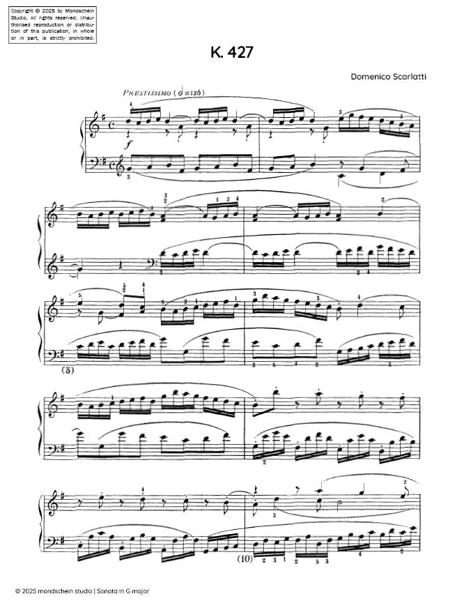 Scarlatti - Sonata in G major, K. 427 - Mondschein Studio - Piano (Digital Download)