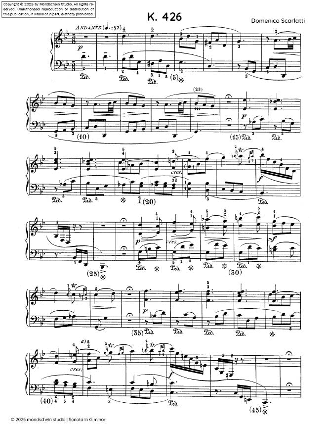 Scarlatti - Sonata in G minor, K. 426 - Mondschein Studio - Piano (Digital Download)