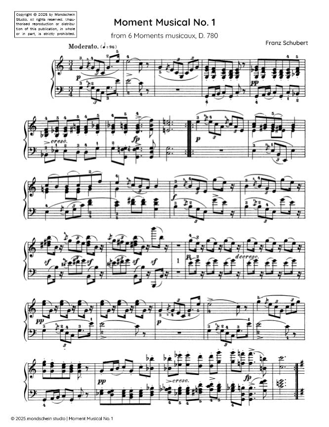 Schubert - Moment Musical No. 1 from 6 Moments Musicaux, D. 780 - Mondschein Studio - Piano (Digital Download)