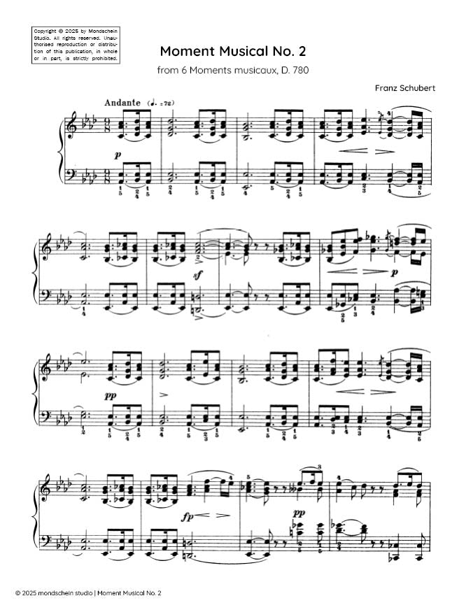 Schubert - Moment Musical No. 2 from 6 Moments Musicaux, D. 780 - Mondschein Studio - Piano (Digital Download)