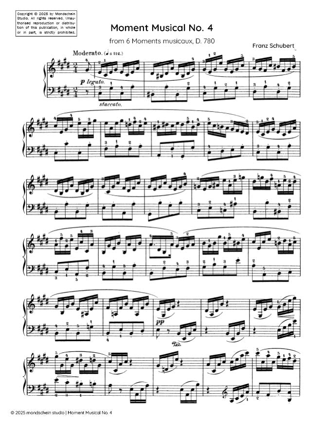 Schubert - Moment Musical No. 4 from 6 Moments Musicaux, D. 780 - Mondschein Studio - Piano (Digital Download)