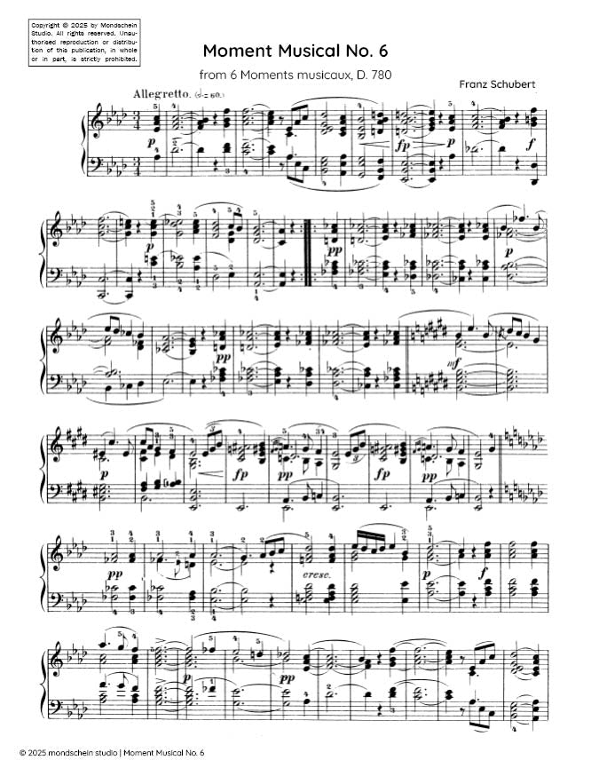 Schubert - Moment Musical No. 6 from 6 Moments Musicaux, D. 780 - Mondschein Studio - Piano (Digital Download)
