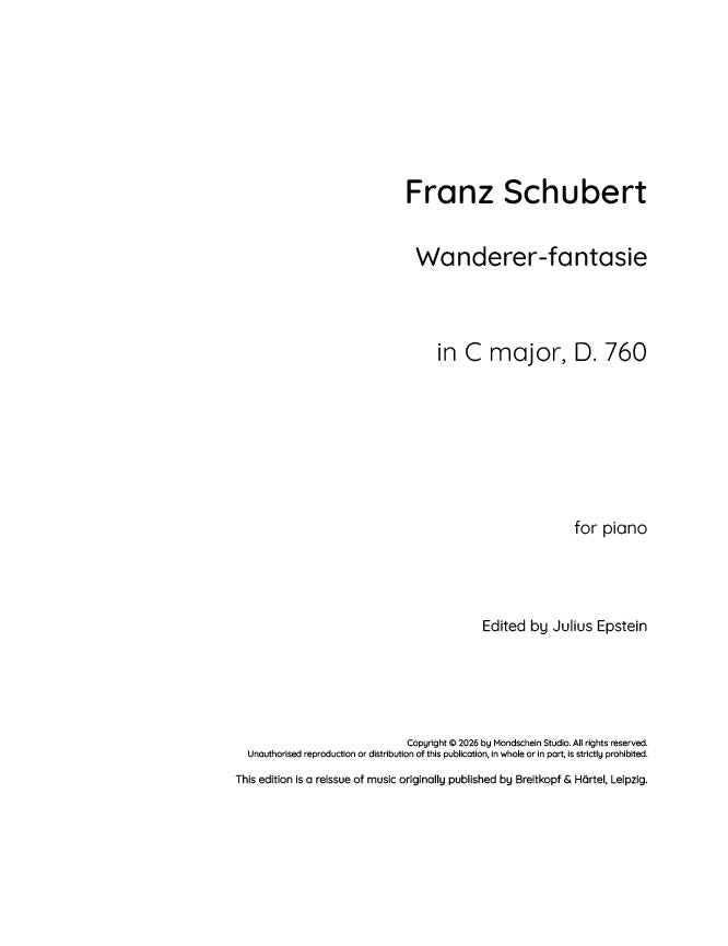 Schubert - Wanderer-fantasie in C major, D. 760 - Mondschein Studio - Piano (Digital Download)