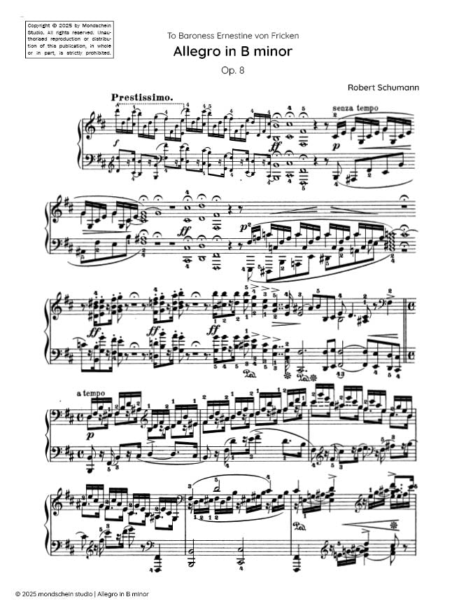 Schumann - Allegro in B minor, Op. 8 - Mondschein Studio - Piano (Digital Download)