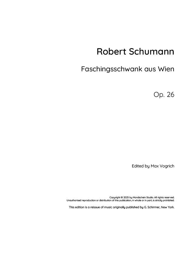 Schumann - Faschingsschwank aus Wien, Op. 26 - Piano (Digital Download)