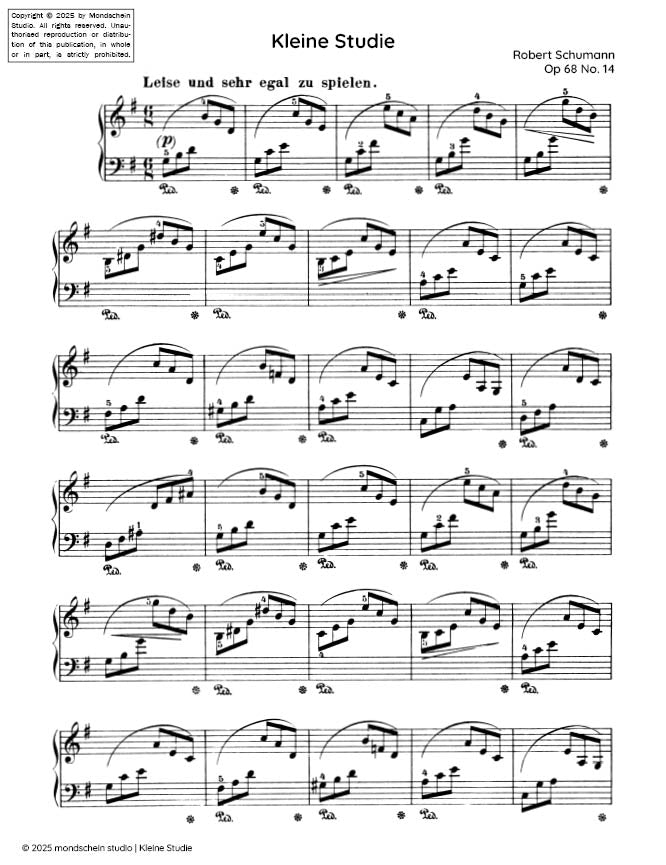 Schumann - Kleine Studie (Little etude) Op. 68, No. 4 - Mondschein Studio - Piano (Digital Download)