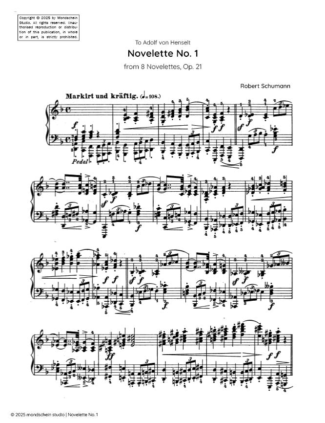 Schumann - Novelette No. 1 from 8 Novelettes, Op. 21 - Mondschein Studio - Piano (Digital Download)