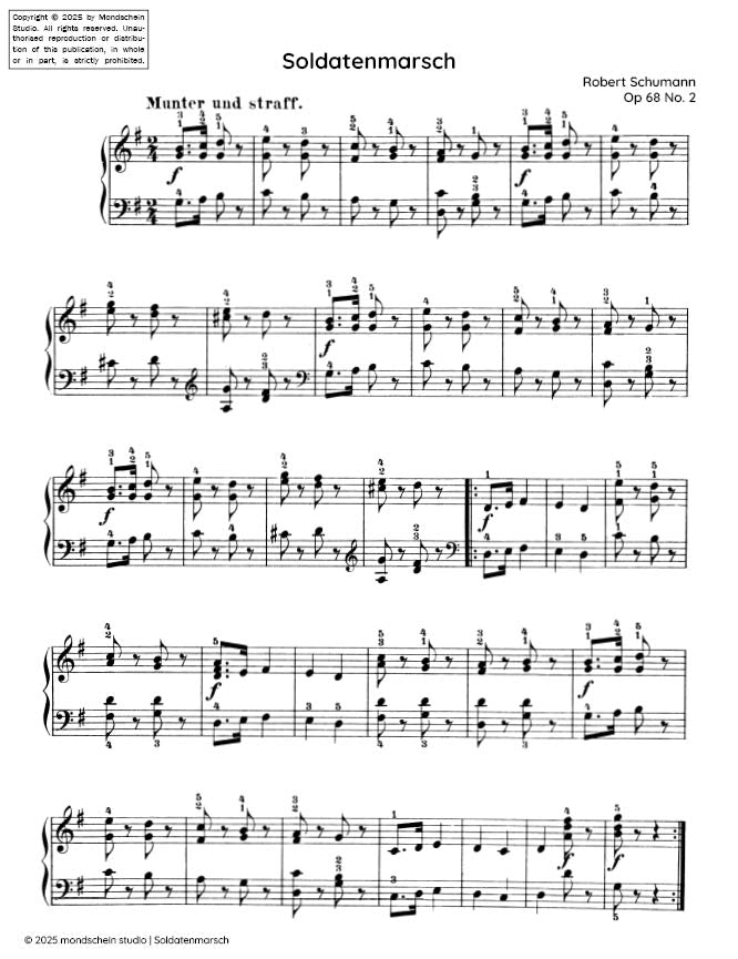 Schumann - Soldatenmarsch (Soldiers' march) Op. 68, No. 2 - Mondschein Studio - Piano (Digital Download)