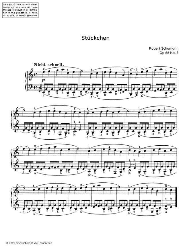 Schumann - Stuckchen No. 5 from Album fuÃàr die Jugend, Op. 68 - Mondschein Studio - Piano (Digital Download)