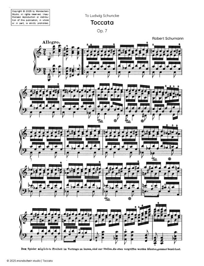 Schumann - Toccata, Op. 7 - Mondschein Studio - Piano (Digital Download)