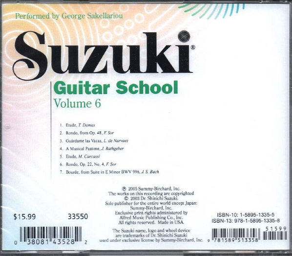 Suzuki Guitar School Volume 6 CD