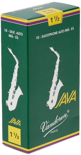 Vandoren Java Eb Alto Saxophone Reeds, Strength 1.5, 10-Pack